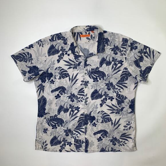 Tori Richard Shirt Mens 2XL Palmwave Floral Hawaiian Tropical Cotton Button Up - Picture 2 of 8